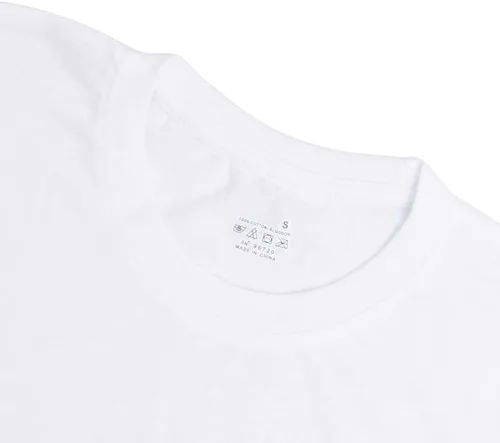 Vista 2 de Paquete de 3 camisetas de cuello redondo para hombre, 100 % algodón, sin etiquetas, blancas, ligeras, camisetas