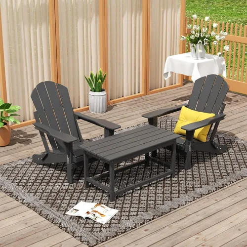 Vista 2 de WO Home Furniture - Juego de 3 sillas plegables para exteriores, mesa auxiliar, resistente a la intemperie y a los rayos UV, para césped, jardín