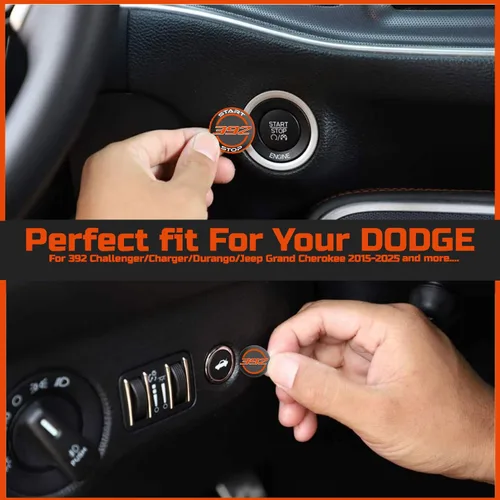 Vista 5 de TOOLEPIC - Cubierta de botón de arranque para Dodge Challenger Charger Durango, accesorios 2015-2025 - Kit de interruptor de encendido de arranque