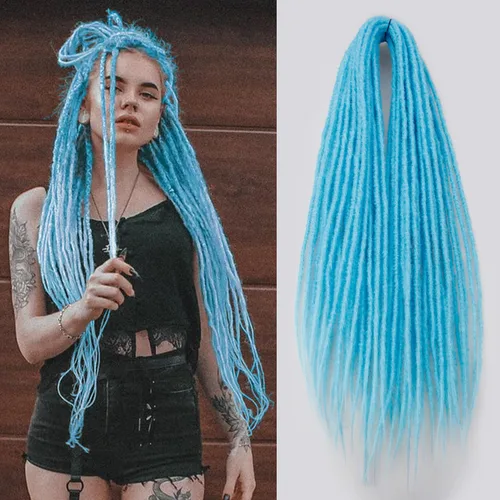 Vista 16 de 20 hebras de 24 pulgadas, extensiones de rastas color burdeos, rastas de cabello de ganchillo para mujer, hechas a mano, suaves, trenzas de cabello
