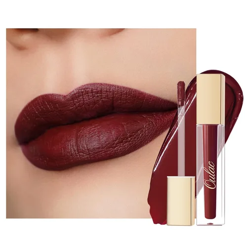 Vista 13 de Oulac Lápiz labial mate rosa para mujeres, lápiz labial líquido duradero de color rosa intenso, color de labios de alto impacto con cobertura total