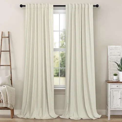 Vista 42 de Pitalk Cortinas cortas 100% opacas de lino para cafetería, 40 pulgadas de largo, 2 paneles, cortinas de puerta francesa para ventana, cortina