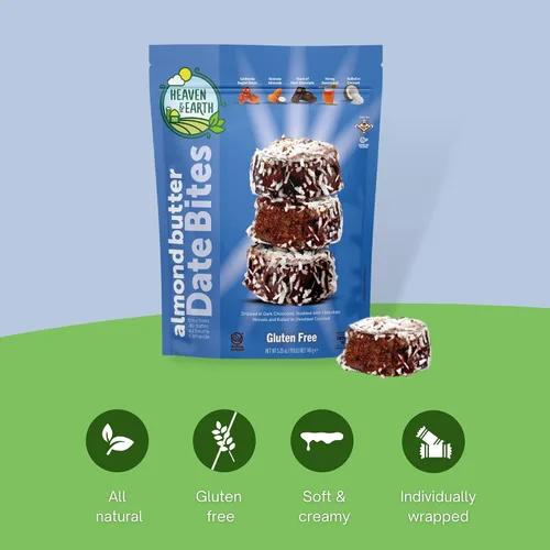 Vista 5 de Heaven & Earth Trufas de mantequilla de almendras cubiertas de chocolate sin gluten con copos de coco, 5.25 onzas (paquete de 2) sin lácteos