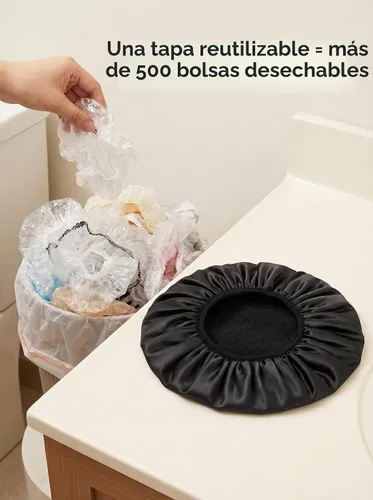 Vista 8 de Aquior Gorro de ducha con forro de rizo para mujer, reutilizable, triple capa impermeable, extra grande para mujeres de pelo largo (negro)