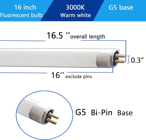 Vista 2 de Flyercatch Paquete de 2 bombillas fluorescentes F10T5/830/L de 16 pulgadas de repuesto Jasco blanco cálido 10W 3000K tubos, luz lineal F10T5-WW
