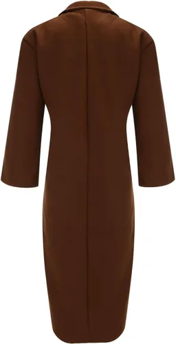 Vista 3 de Women Fashion Solid Color Outwear Winter Long Jacket Long Sleeve Lapel Trench Jacket Craft Wind Temperament Jackets