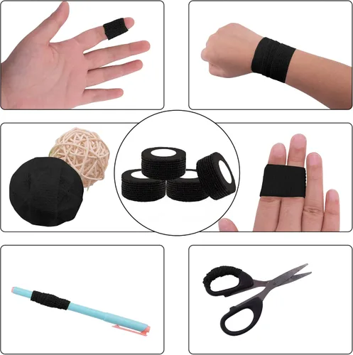 Vista 3 de BQTQ 40 rollos de vendaje autoadhesivo, vendaje negro de 1 pulgada, vendaje autoadhesivo para esguinces de hinchazón de muñeca y tobillo