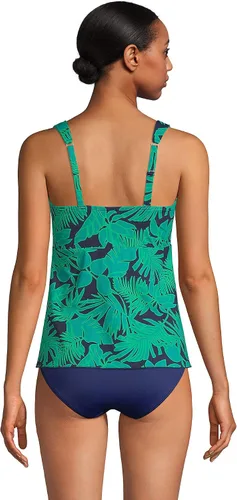Vista 2 de Lands' End Tankini con cuello redondo y tirantes ajustables para mujer