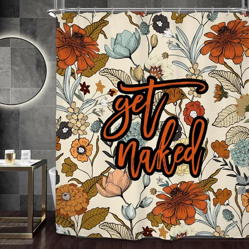 Vista 8 de Miyotaa - Juego de cortina de ducha con flores para decorar un baño pequeño o una ventana, 36 pulgadas de ancho x 71 pulgadas de alto, cortina