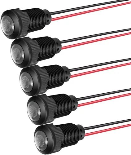 Vista 6 de Gebildet 5 piezas de luz piloto indicadora LED de plástico AC/DC 12-24V, tamaño del orificio de montaje 12 mm (rojo/naranja/azul/verde/blanco)