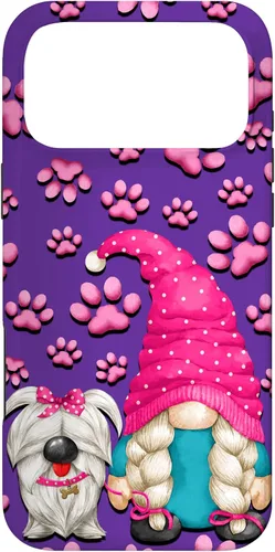 Vista 21 de iPhone 11 - Cosas de gnomo púrpura para mujer, patrón de pata rosa para perro, mamá