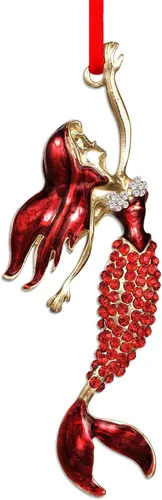 Vista 8 de SICOHOME Adornos de sirena de Navidad, adornos de sirena para árbol de Navidad, decoración de árbol de Navidad de metal con diamantes de imitación
