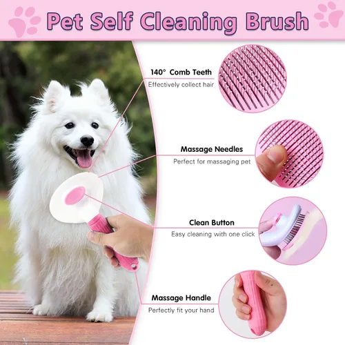 Vista 3 de Kit de aseo para perros, 6 cepillos para perros para pelar perros, cepillos para aseo, peine desengrasante para perros, cortauñas con lima de uñas