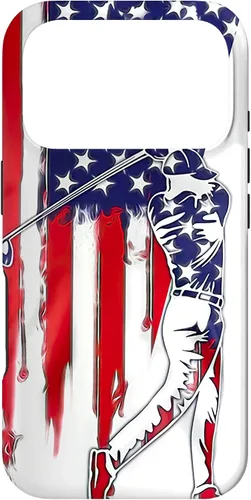Vista 30 de Funny American Flag Golf For Golfer Case for iPhone 16