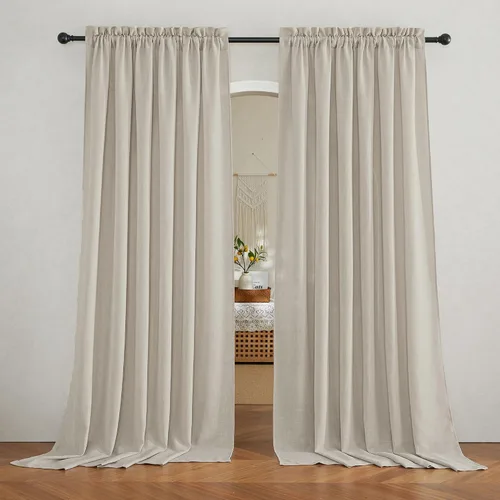 Vista 15 de RYB HOME - Cortinas de lino texturizado semitranslúcidas, privacidad media, filtro de luz, decoración de ventana para dormitorio/baño/sala de estar