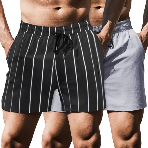 Vista 14 de COOFANDY Pantalones cortos deportivos para correr para hombre de 5 pulgadas, paquete de 2 pantalones cortos de entrenamiento para gimnasio