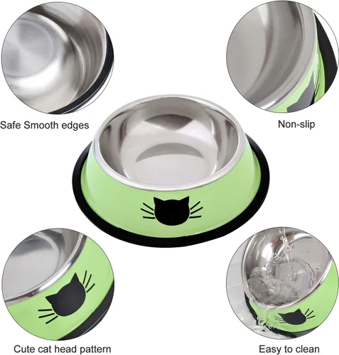 Vista 4 de Legendog Tazón para mascotas de acero inoxidable antideslizante base de goma para perros Tazón de gato GR O PP