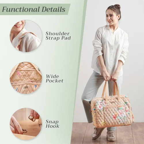 Vista 4 de Maison d' Hermine Bolsas de fin de semana para mujer, de algodón, acolchadas, para equipaje nocturno, bolsa de fin de semana para hombres, regalos