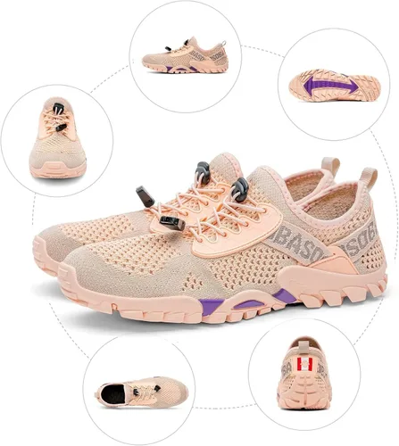 Vista 6 de SOBASO Zapatos de agua para mujer, secado rápido, senderismo, natación, playa, río, zapatos para pesca, deportes acuáticos, buceo, vela, viajes