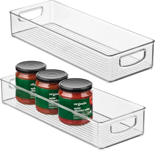 Vista 13 de iDesign Contenedor de almacenamiento transparente extra largo delgado Organizador estrecho, apilable, de cocina o despensa