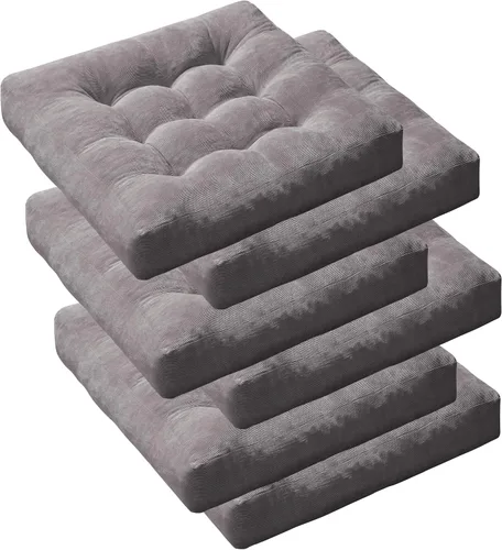 Vista 24 de Degrees of Comfort - Cojines redondos y grandes de pana y capitoné para el suelo, meditación y sala tatami, para adultos, gris, 22 pulgadas Redondo