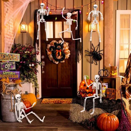 Vista 6 de XIMISHOP 5 piezas de decoración de esqueleto de Halloween, esqueleto colgante de cuerpo completo de 16 pulgadas con articulaciones movibles