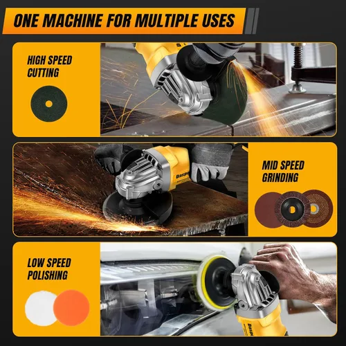 Vista 2 de Amoladora angular inalámbrica compatible con batería DeWalt de 20 V (solo herramienta), amoladora sin escobillas de 4-1/2 pulgadas con 3 velocidades