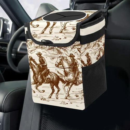 Vista 12 de Bote de basura plegable reutilizable e impermeable con tapa, cubo de basura automotriz, organizador interior del automóvil 2022011263