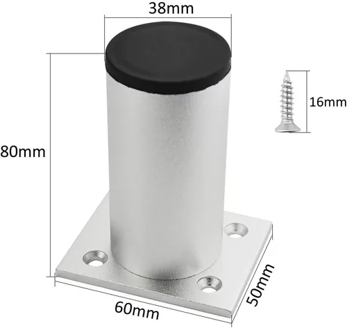 Vista 2 de TOVOT 4 patas redondas de 3 pulgadas para muebles, patas de sofá de aleación de aluminio, patas de metal resistentes para muebles, gabinetes y sofás