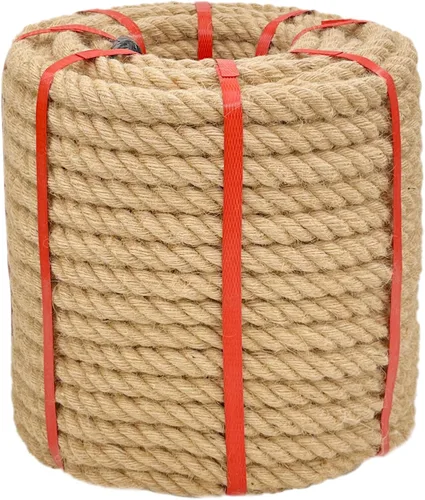 Vista 12 de Cuerda de cáñamo de 1 pulgada x 50 pies, cuerda trenzada de 4 hebras resistente para manualidades, decoración náutica, tira y afloja, paisajismo