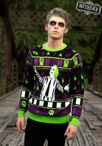 Vista 2 de Beetlejuice It's Showtime! Suéter de Halloween para adultos