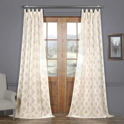 Vista 6 de HPD Half Price Drapes Cortinas transparentes de lino estampado para sala de estar 50 X 84 (1 panel), SHCH-11701-84, Calais Tile