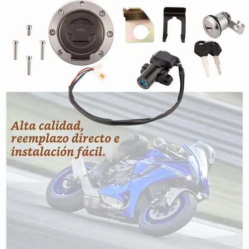 Vista 7 de Interruptor de encendido R6 compatible con Yamaha YZF R1 R6 Llave de Encendido 1992-2012 Tapa de Gas Cubierta de Bloqueo de Asiento Juego de llaves