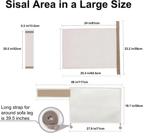 Vista 2 de Protector de Sofá contra Arañazos de Gato, 27.6" L*19.6" A Almohadilla Protectora de Muebles contra Arañazos de Gato Protector de Brazo de Sofá