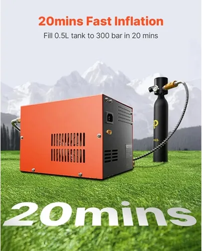 Vista 4 de Compresor de aire PCP, compresor de tanque de buceo de 4500PSI/30Mpa, compresor de pistola de aire PCP DC12V/AC110V parada manual, bomba