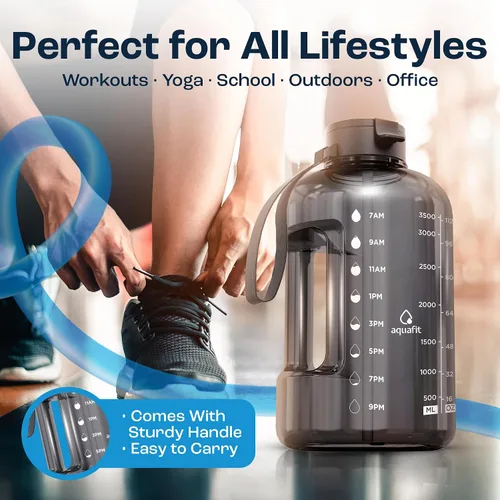 Vista 5 de AQUAFIT 1 Gallon Water Bottle with Time Marker Aguamarina