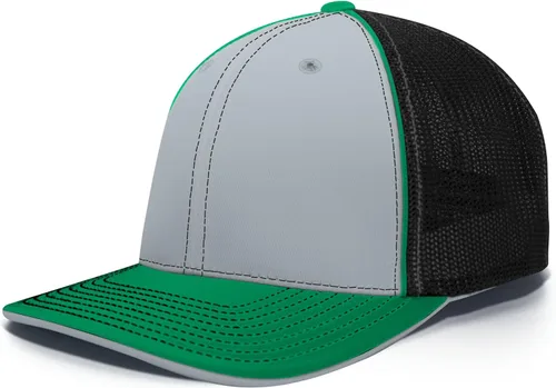 Vista 33 de Pacific Headwear Gorra unisex Pacific Headwear Trucker Flexfit® para adultos Grafito/Negro/Negro