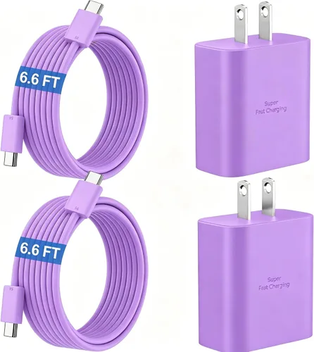 Vista 23 de Cargador súper rápido USB C de 45 W para teléfono Android tipo C, bloque de carga rápida con cable de 5 pies para Samsung Galaxy S26/S26
