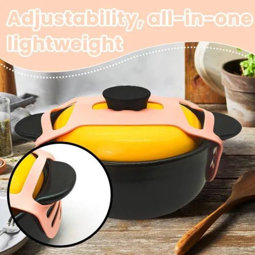 Vista 2 de Correa de bloqueo de tapa de silicona para olla de cocción lenta Crockpot (6/7/8 cuartos de galón), soporte universal de tapa de olla crockpot