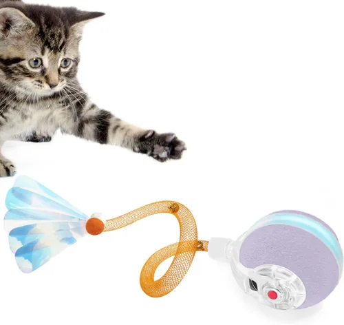 Vista 7 de YVE LIFE Pelota de juguetes interactiva para gatos de interior, [2025 recientemente actualizada] Pelota de gato ágil en movimiento con cola de malla