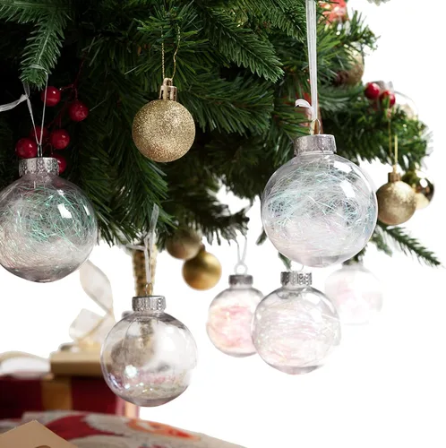 Vista 5 de AMS Adornos de bolas de Navidad transparentes de 24ct, 2.36''/60mm Bolas colgantes de Navidad inastillables, juego de esferas para árbol de Navidad