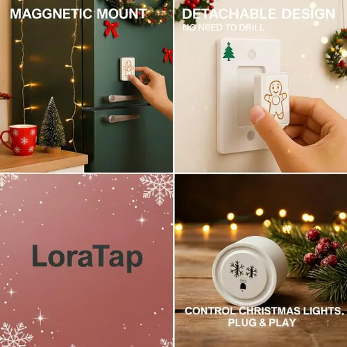 Vista 5 de LoraTap Toma de control remoto (interruptor de luz de árbol de Navidad): interruptor de pared inalámbrico - Rango interior de 100 pies - Toma