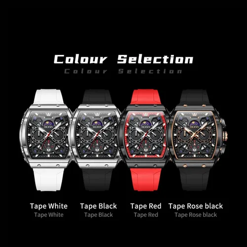 Vista 9 de OLEVS Relojes para hombre de lujo con cara grande, correa de silicona, impermeable, cronógrafo, bonito analógico, de cuarzo, casual, reloj