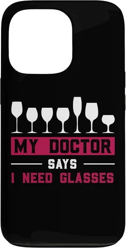 Vista 10 de iPhone 12/12 Pro Wine Lovers Pun Funny Drinking My Doctor Says I Need Glasses Case