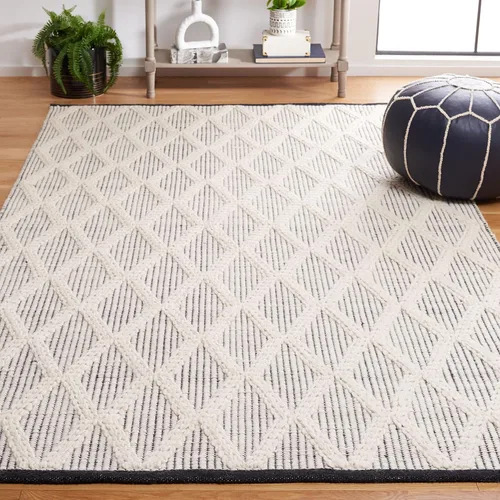 Vista 9 de SAFAVIEH Natura Collection - Alfombra de pasillo de 8 pies, color negro y marfil, diseño moderno, ideal para zonas de alto tráfico en pasillo, baño
