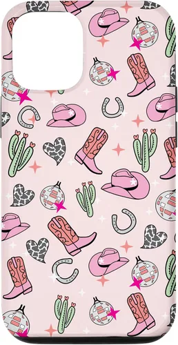 Vista 28 de Cowboy Hat & Boot & Disco Ball Pattern Pink Cowgirl Case for iPhone 17