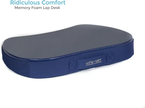 Vista 3 de Sofia + Sam Mini escritorio de cama con espuma viscoelástica - Azul - Trabajar desde casa - Bandeja para regazo de laptop - Escritorio portátil
