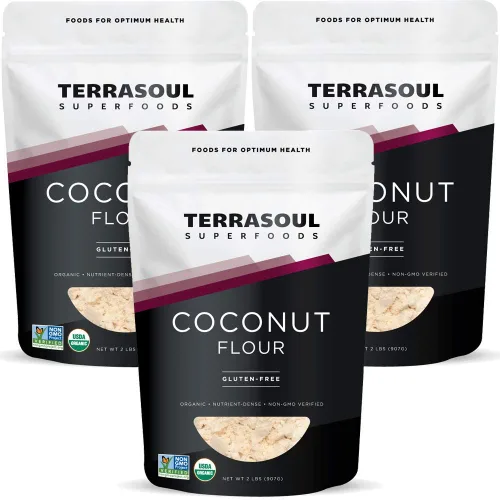 Vista 5 de Terrasoul Superfoods Harina de coco orgánica, 4 libras, sin gluten, sin refinar, textura fina, calidad prémium
