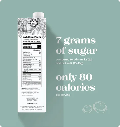 Vista 2 de Milkadamia Barista Leche de Macadamia, Excelente Fuente de Calcio, a Base de Plantas, Kosher, Sin Gluten y Sin OMG, 32 Onzas Líquidas (Paquete de 6)