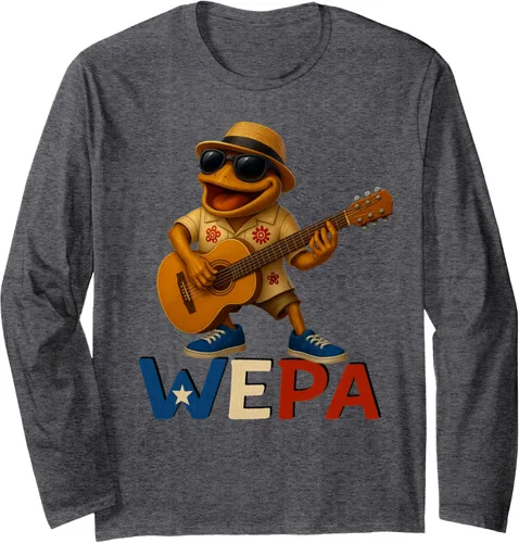 Vista 5 de Playera de manga larga africana Playera Coqui Boricua Puerto Rico Wepa Taino
